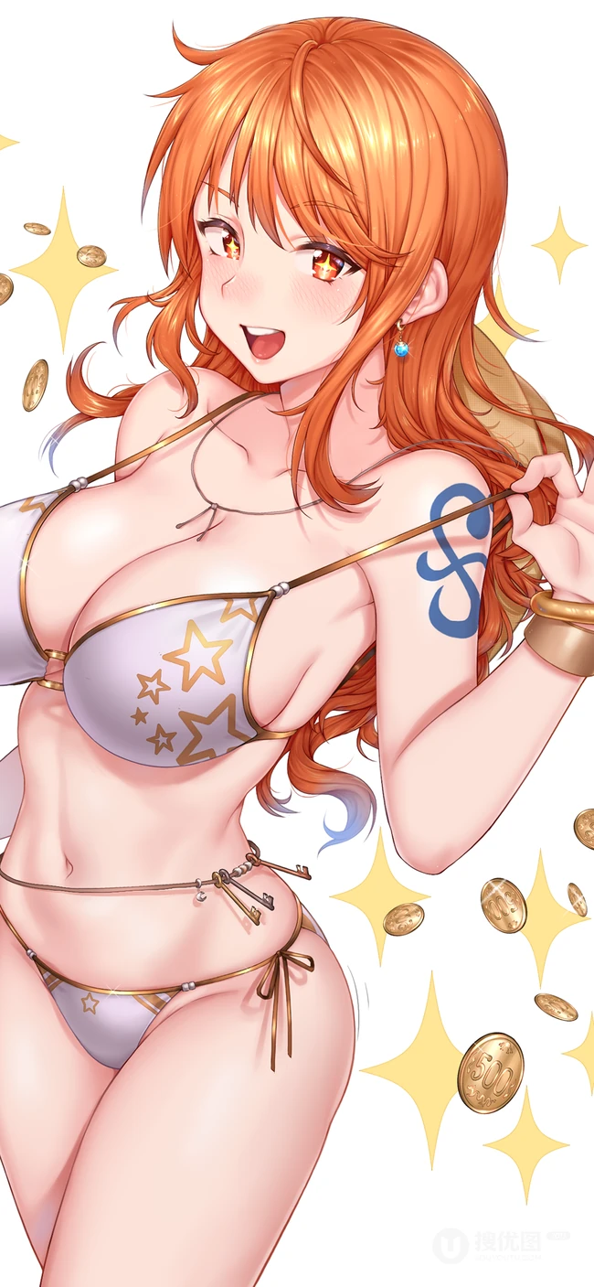 一套海贼王人物&rdquo;娜美&ldquo;的超性感比基尼插画壁纸，娜美的壁纸还是比较稀有的