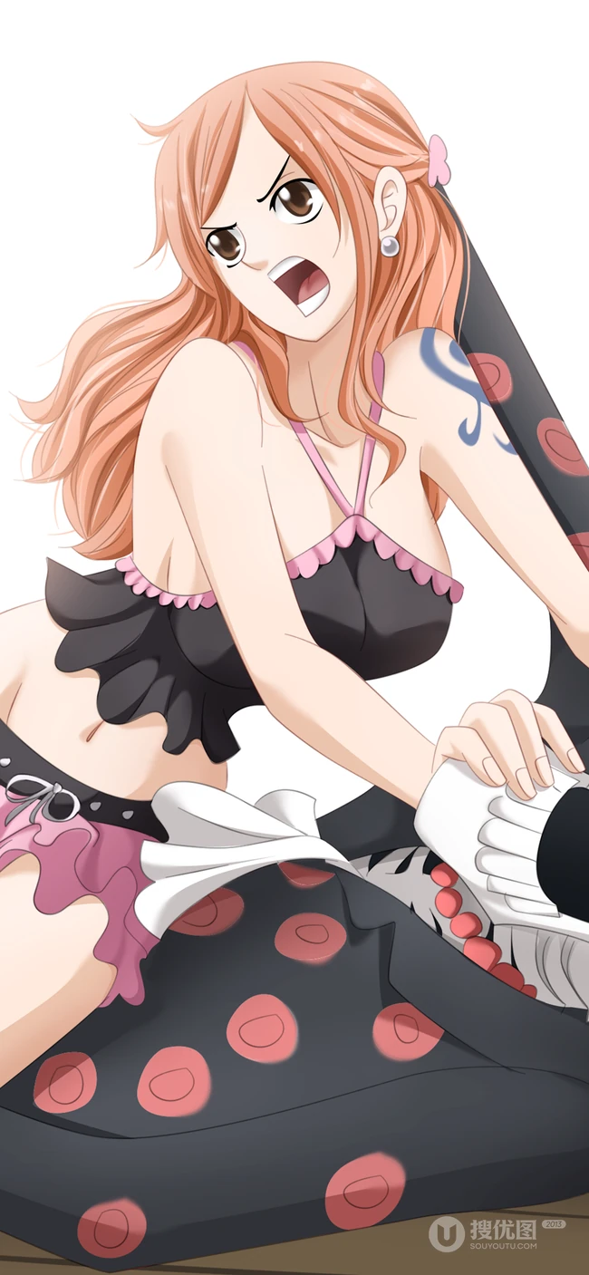 一套海贼王人物&rdquo;娜美&ldquo;的超性感比基尼插画壁纸，娜美的壁纸还是比较稀有的