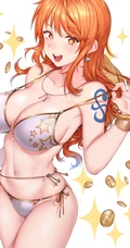 一套海贼王人物&rdquo;娜美&ldquo;的超性感比基尼插画壁纸，娜美的壁纸还是比较稀有的