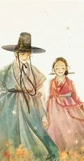 古代朝鲜宫廷风情侣美图，浪漫的二次元手绘宫廷风动漫情侣插画