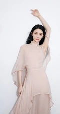 傅菁优雅飘逸清爽长裙礼服写真美照
