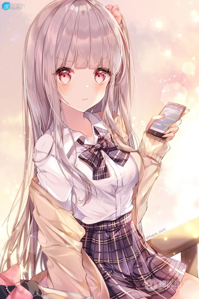 清凉的感觉，短裙，线条感，高筒袜动漫二次元少女插画图片真好看！