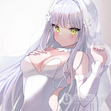 动漫婚纱装，新娘装，白裙女生头像图片，超美手绘二次元婚纱女生头像图片