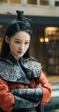 李沁《锦绣南歌》古装仗剑造型剧照美图，酷美，飒爽，英姿勃发