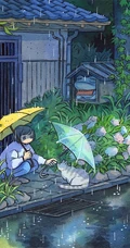 乡间小女孩水彩画，清新好看的乡间美景和小女孩水彩画图片