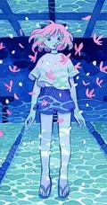 乡间小女孩水彩画，清新好看的乡间美景和小女孩水彩画图片