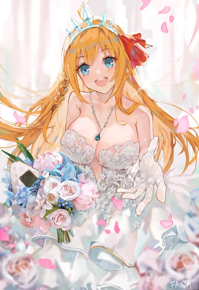 超美婚纱装，新娘装二次元动漫女生插画图片（p站画师作品）