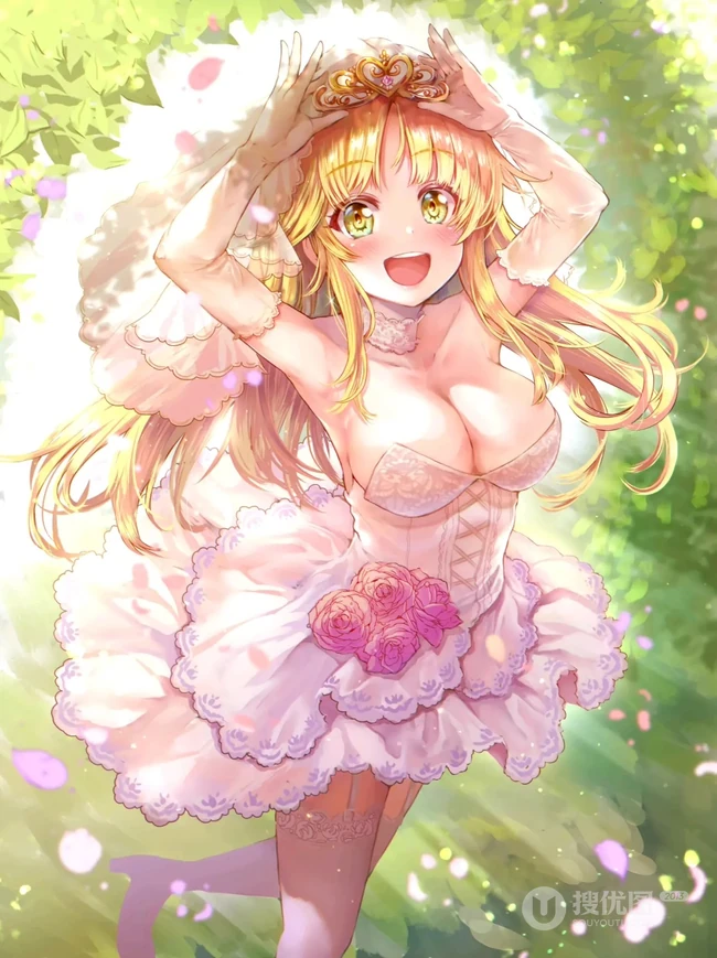超美婚纱装，新娘装二次元动漫女生插画图片（p站画师作品）