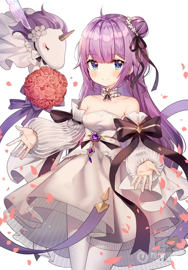 超美婚纱装，新娘装二次元动漫女生插画图片（p站画师作品）