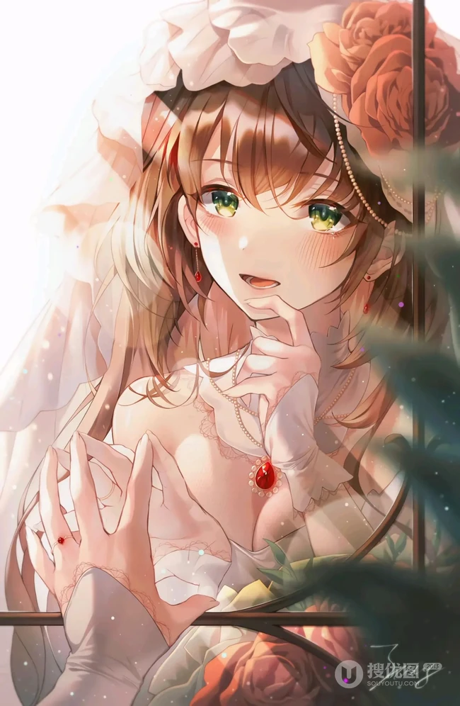 超美婚纱装，新娘装二次元动漫女生插画图片（p站画师作品）