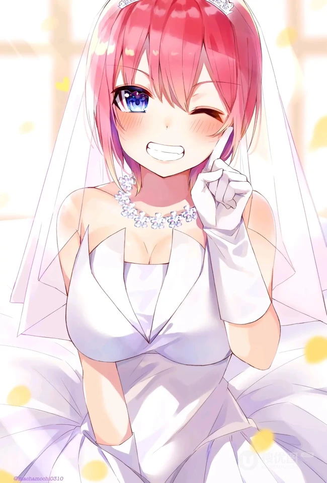 超美婚纱装，新娘装二次元动漫女生插画图片（p站画师作品）