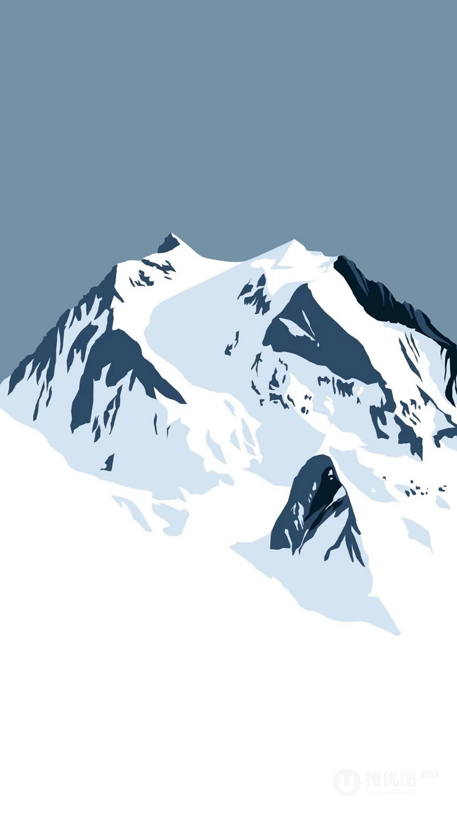 卡通手绘的雪山风景手机壁纸，好特别