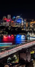 城市夜灯，悉尼歌剧院等城市建筑炫丽霓虹灯夜景航拍手机壁纸