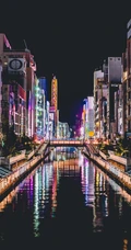 城市夜灯，悉尼歌剧院等城市建筑炫丽霓虹灯夜景航拍手机壁纸