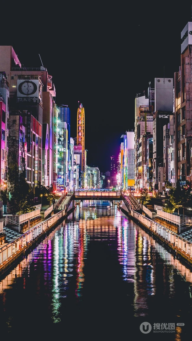 城市夜灯，悉尼歌剧院等城市建筑炫丽霓虹灯夜景航拍手机壁纸