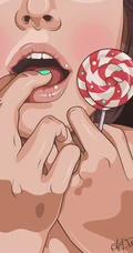 欧美风格美女伸舌头的性感插画手机壁纸，好特别好内涵