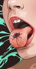 欧美风格美女伸舌头的性感插画手机壁纸，好特别好内涵