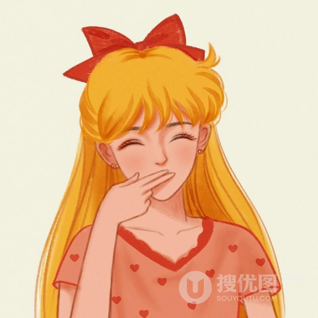 纯手绘的可爱，时尚，复古，魅力女生插画美图半身照