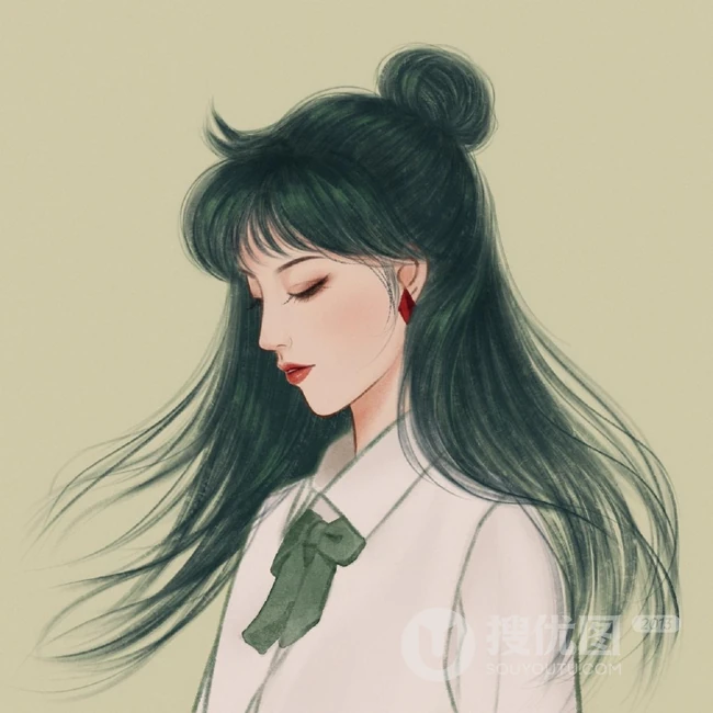 纯手绘的可爱，时尚，复古，魅力女生插画美图半身照