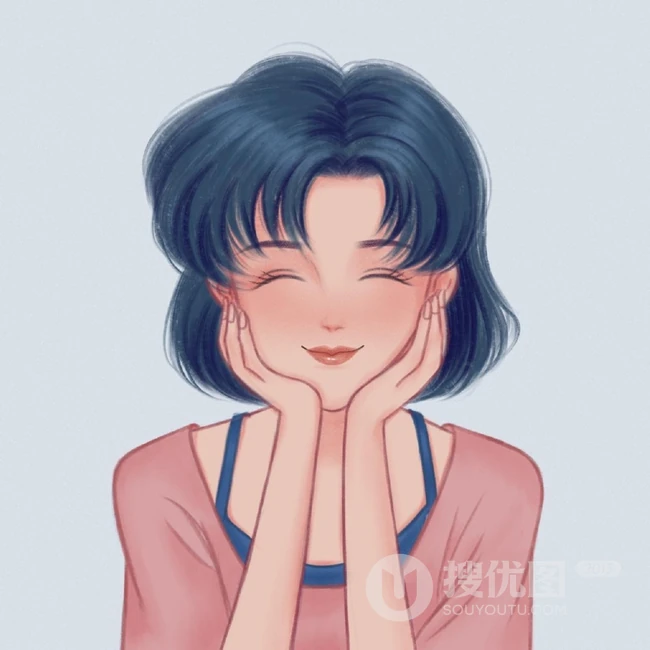 纯手绘的可爱，时尚，复古，魅力女生插画美图半身照