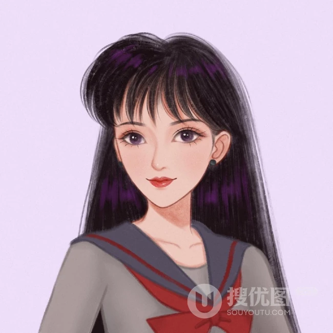 纯手绘的可爱，时尚，复古，魅力女生插画美图半身照