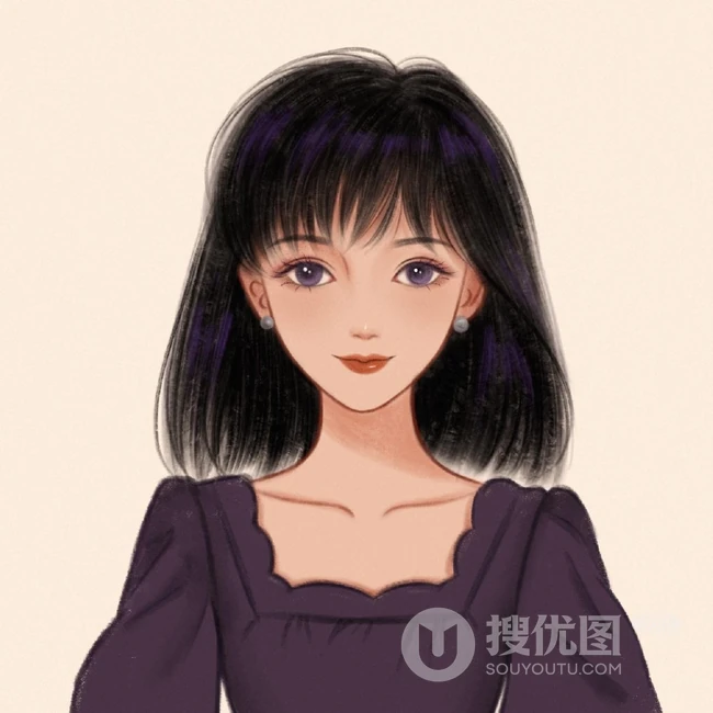 纯手绘的可爱，时尚，复古，魅力女生插画美图半身照