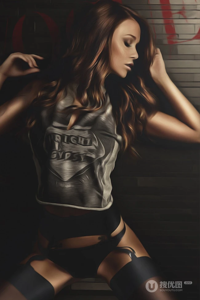 欧美非主流性感美女手机壁纸，全身纹身有点酷！