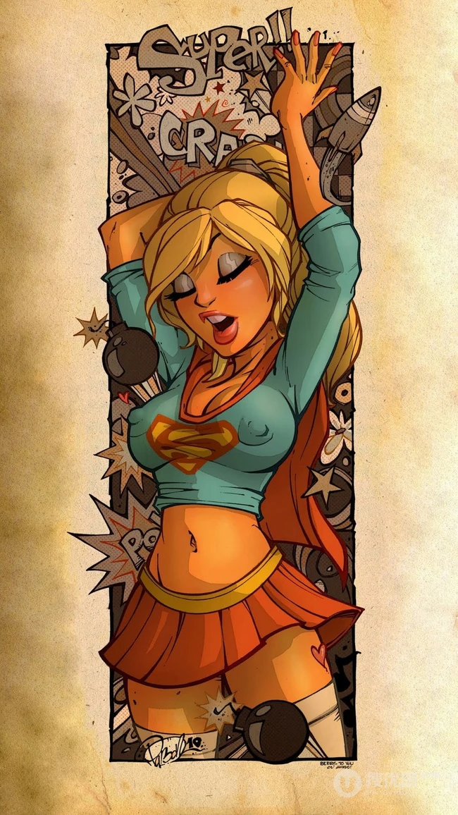 欧美风格的女超人等各式动漫女生插画手机壁纸