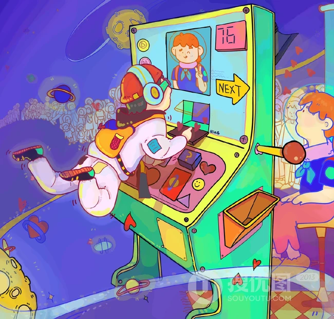 缤纷色彩，用色大胆的创意卡通插画背景图片
