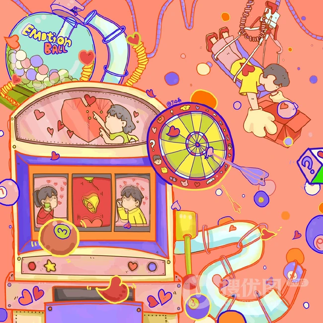 缤纷色彩，用色大胆的创意卡通插画背景图片