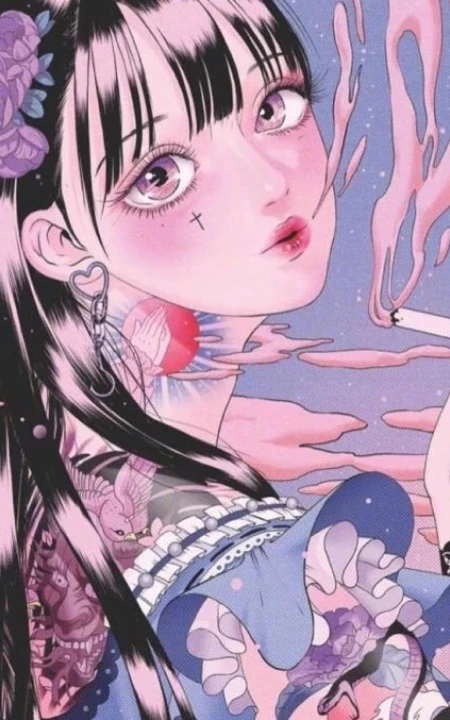 天马行空的创意手绘少女，以粉色系为主的高清手绘动漫少女背景图片