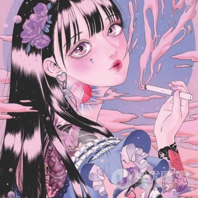 天马行空的创意手绘少女，以粉色系为主的高清手绘动漫少女背景图片