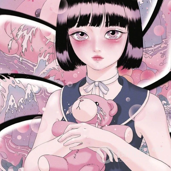 天马行空的创意手绘少女，以粉色系为主的高清手绘动漫少女背景图片