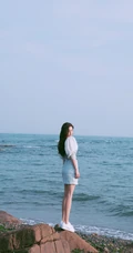 骨感美，angelababy礼裙衣短裙户外海边高清气质写真照