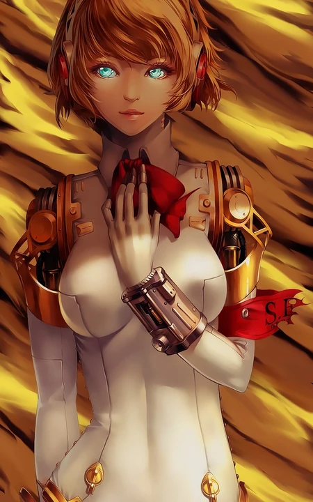 手绘机械动漫黄发少女高清手机壁纸