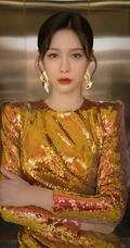 沈梦辰Buling闪亮金色连衣裙电梯写真图片