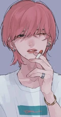 手拿着烟的高冷，颓废，丧系，叛逆期少女女生手绘插画美图