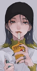 手拿着烟的高冷，颓废，丧系，叛逆期少女女生手绘插画美图