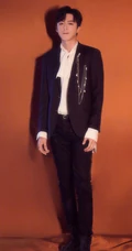 刘宇宁黑色西服白衬衫演出服帅气近距离侧颜写真照