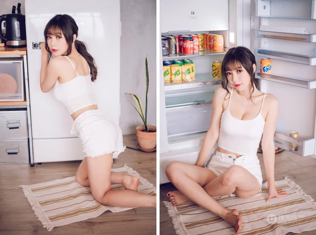 气质匀称微胖女生紧身肩带衣短裤一展完美上围，蛮腰，线条感高清写真集