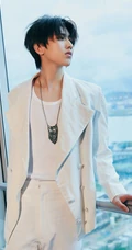 蔡徐坤紧身白色背心短裤套西服帅气写真照