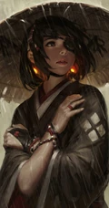 GUWEIZ大师作品集戴斗笠有龙纹身的女孩手机壁纸