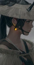 GUWEIZ大师作品集戴斗笠有龙纹身的女孩手机壁纸