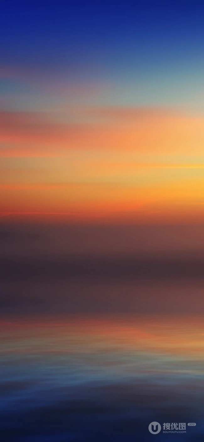 平静的海水倒影着唯美的夕阳高清手机壁纸