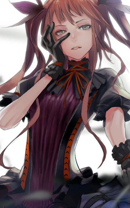 穿黑色百褶连衣裙的动漫女生插画手机壁纸