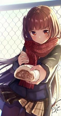 热气腾腾，香喷喷，吃包子的二次元动漫少女高清插画图片