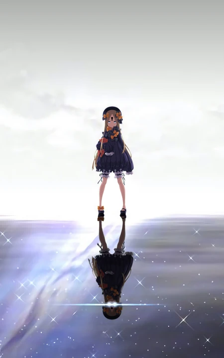 站于星空天际的动漫少女创意手机壁纸