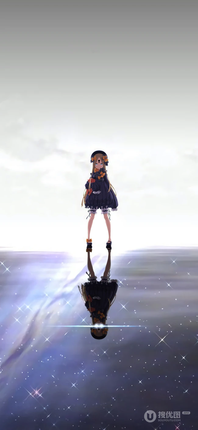 站于星空天际的动漫少女创意手机壁纸