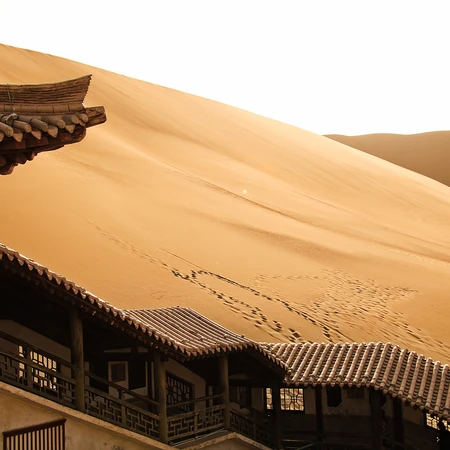 大漠敦煌的黄沙唯美高清自然景色图片