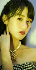 袁冰妍礼裙连衣格子长裙优雅纯美写真照